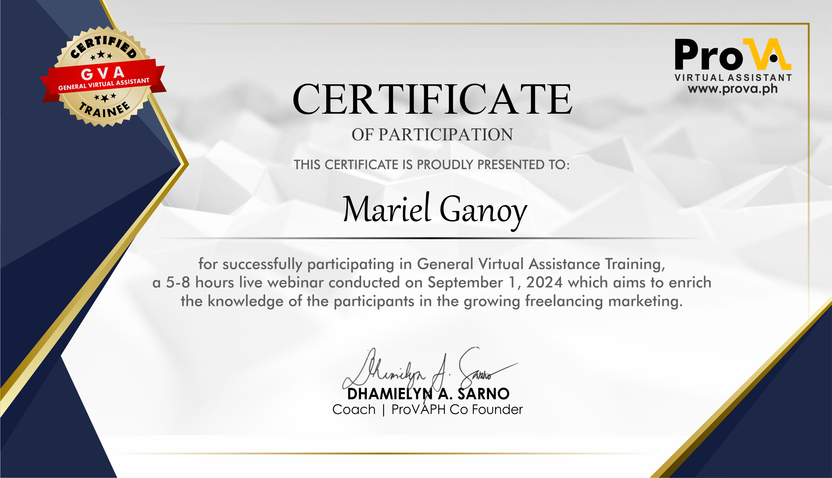 GENERAL VIRTUAL ASSISTANCE TRAINING