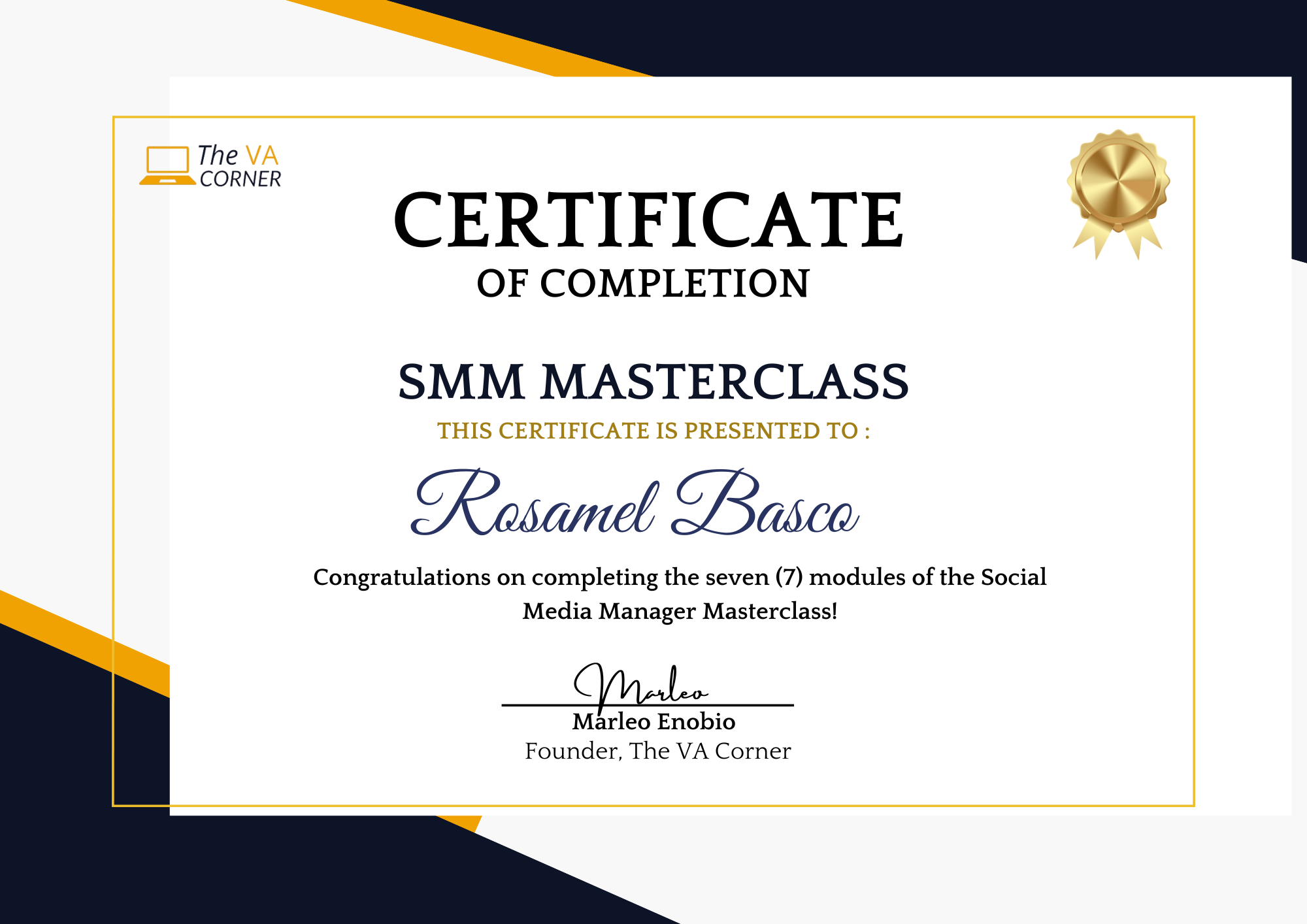 SMM Certificate