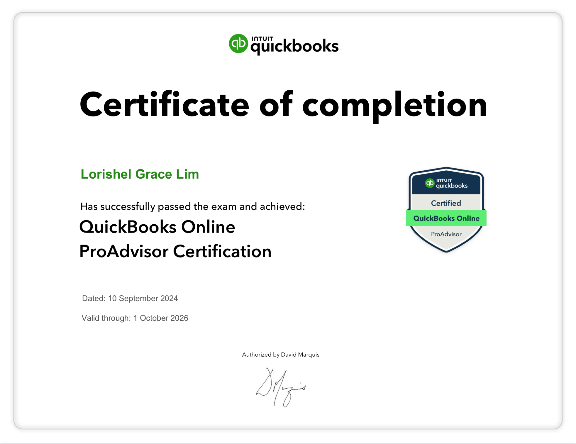 QuickBooks OnIine ProAdvisor Certification