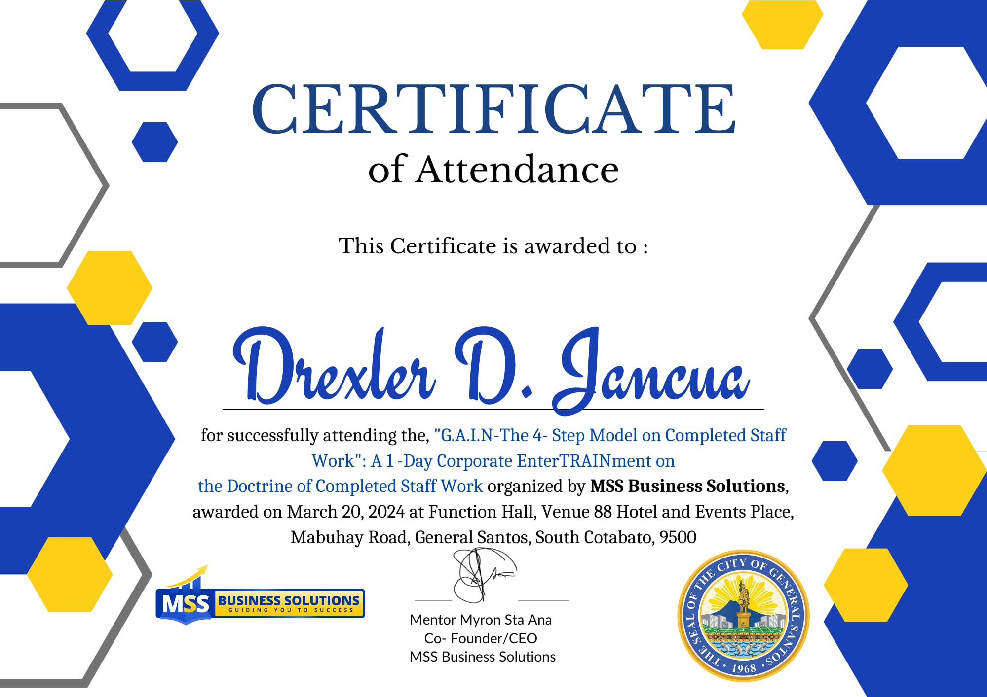 Completed Staff Work Training