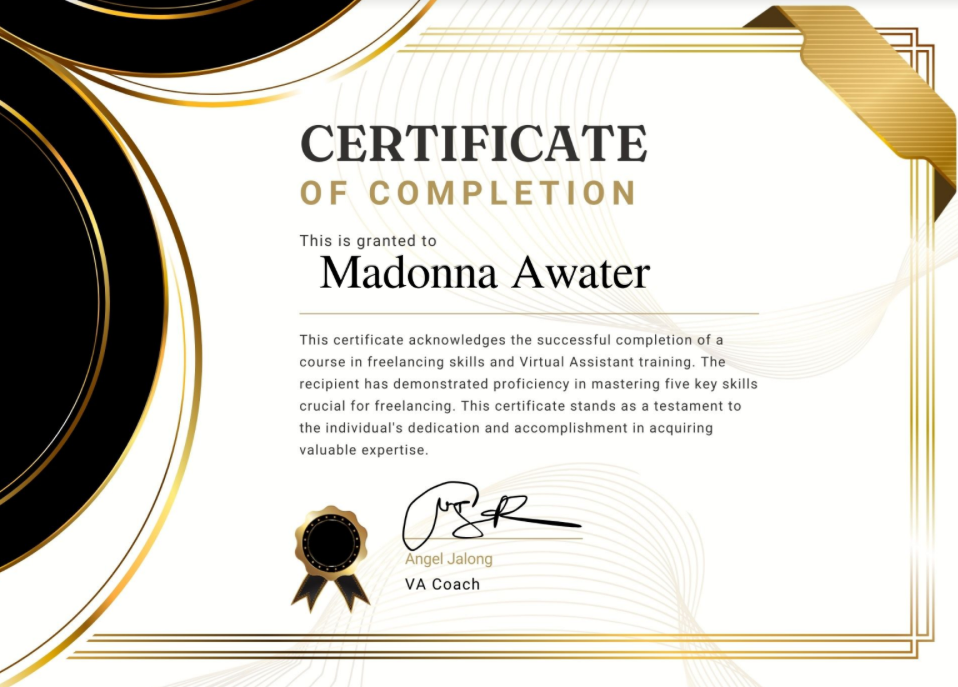 General Virtual Assistant certificate