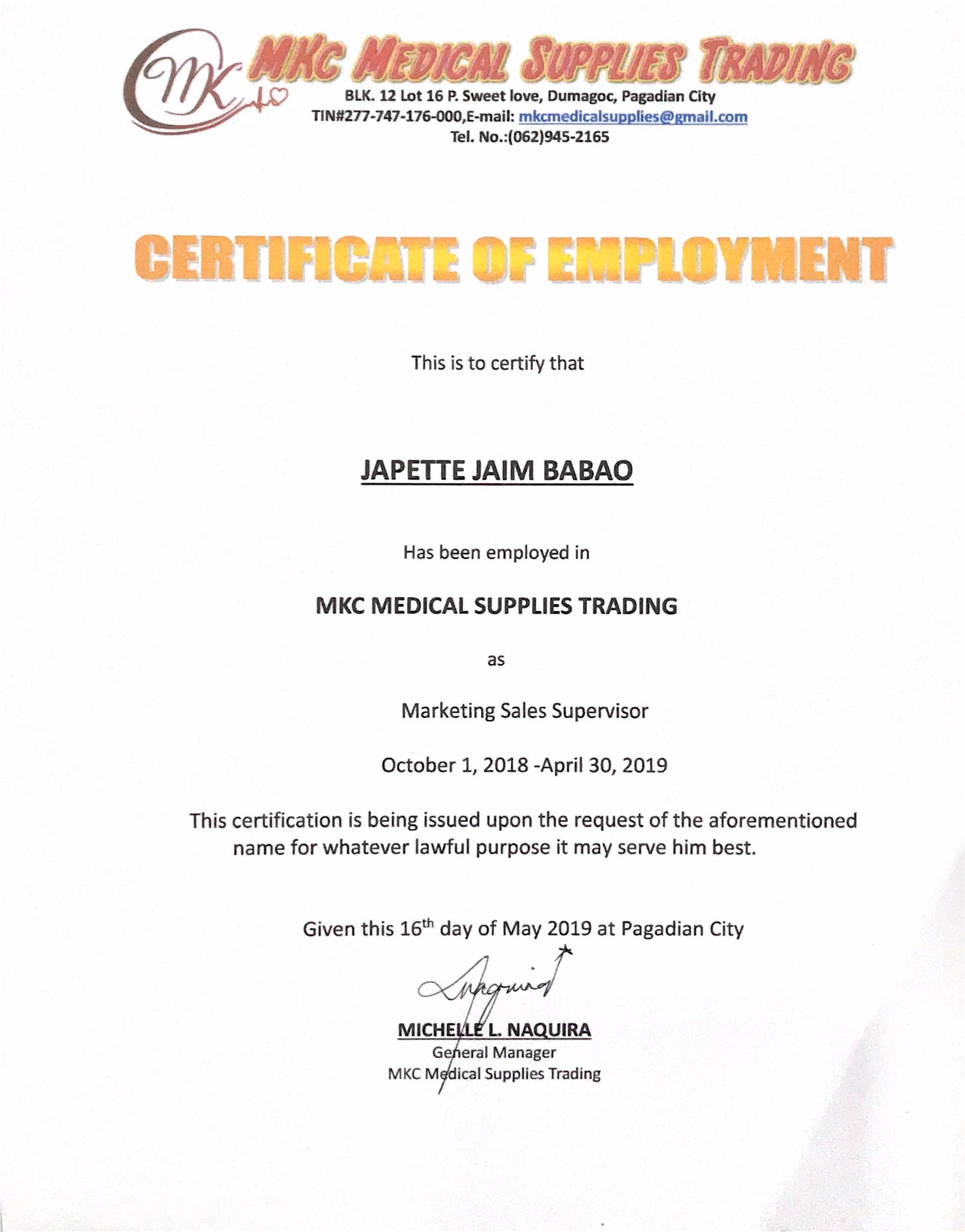 Marketing Sales Supervisor