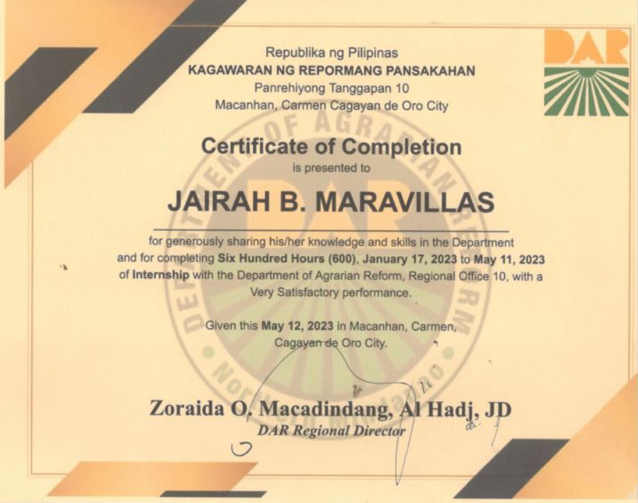 Internship at Department of Agrarian Reform