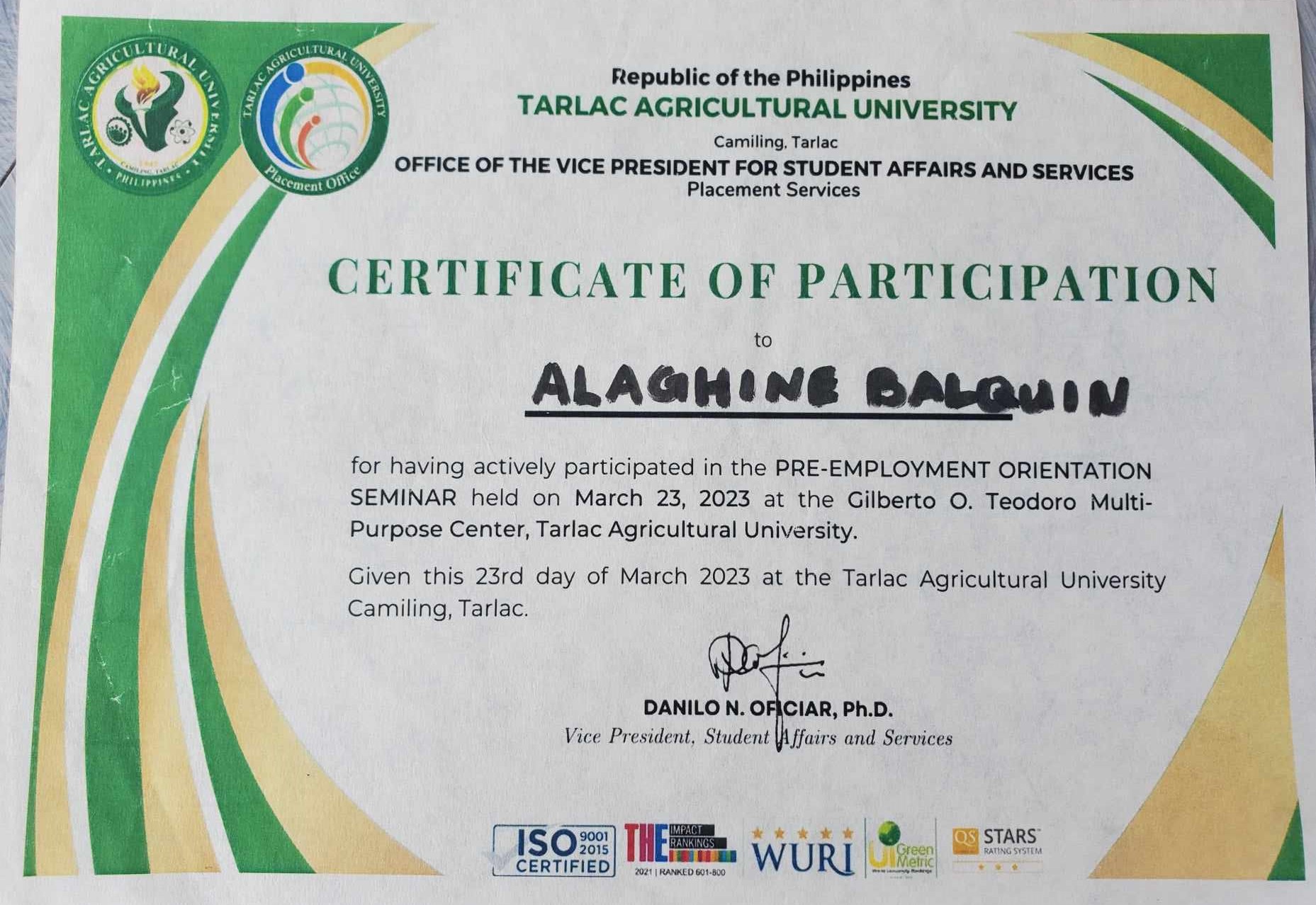 Pre-Employment Orientation