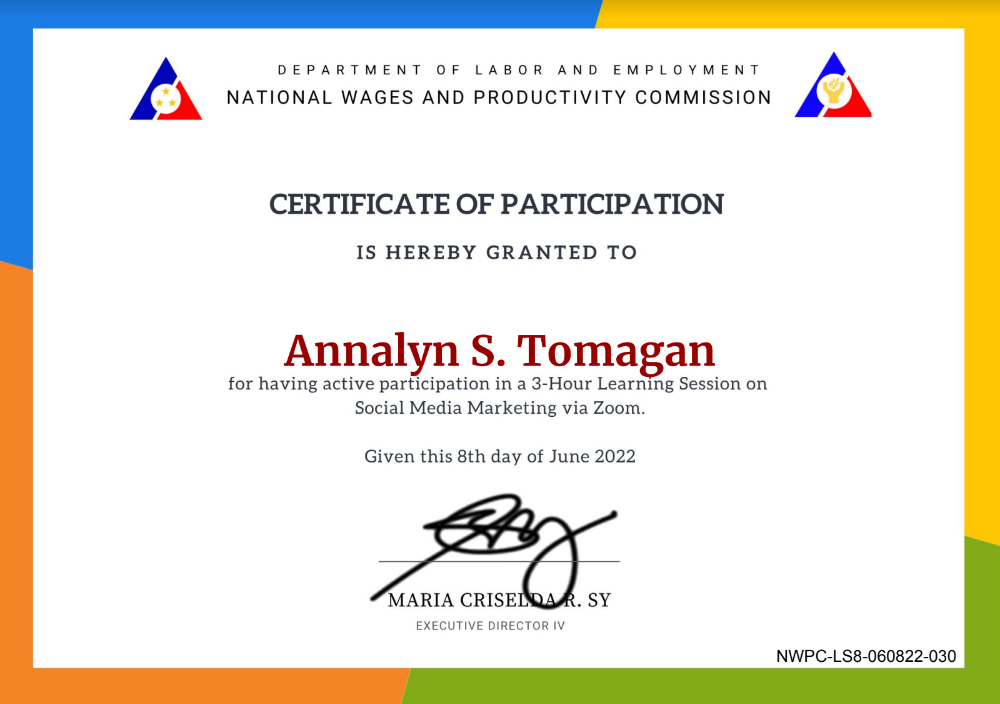 SMM TRAINING CERTIFICATE