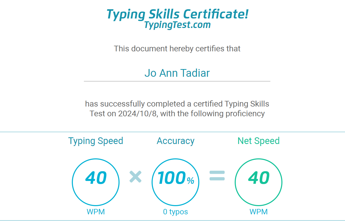 Typing Skill Certification