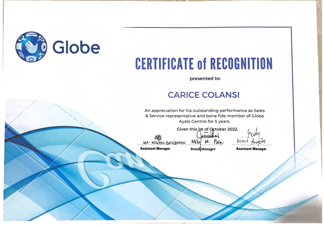 Outstanding Perfomance as Sales & Service Representative