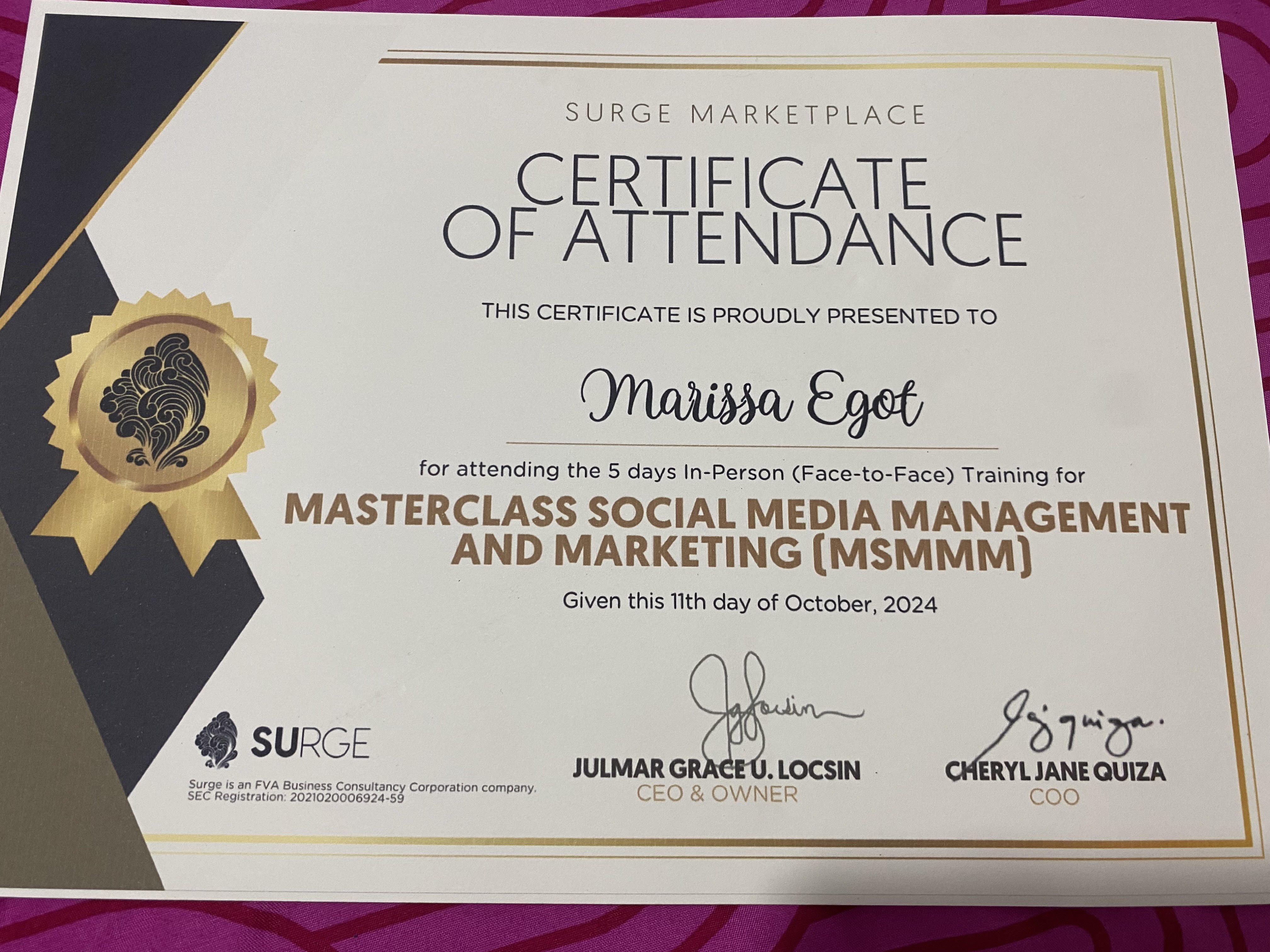 MASTERCLASS SOCIAL MEDIA MANAGEMENT AND MARKETING (MSMM)
