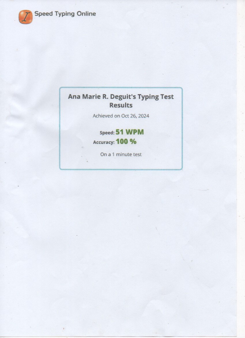 Typing Test Result