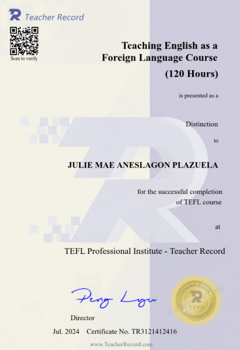 Teaching English as a Foreign Langauge Certificate