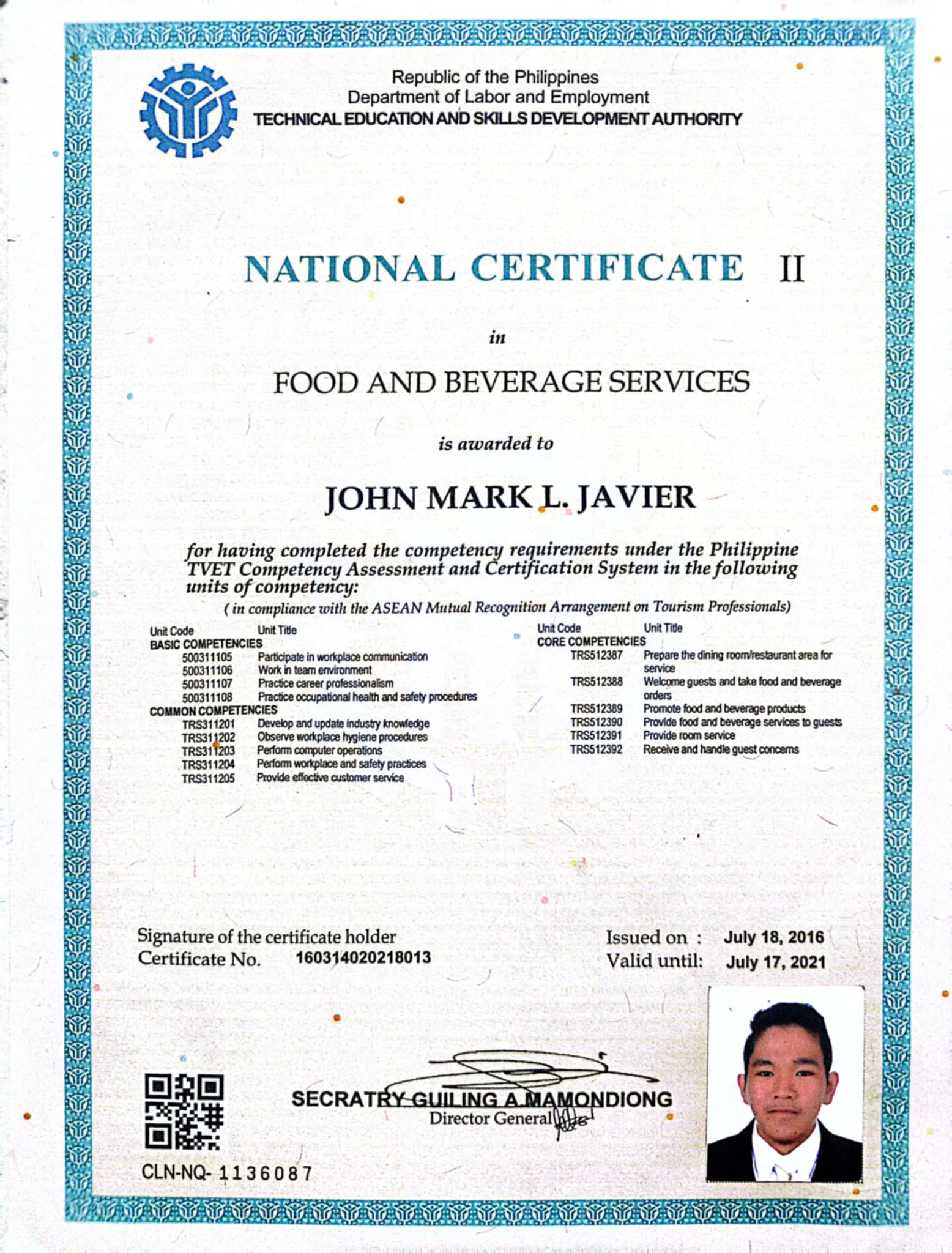 Food & Beverage Services NC II