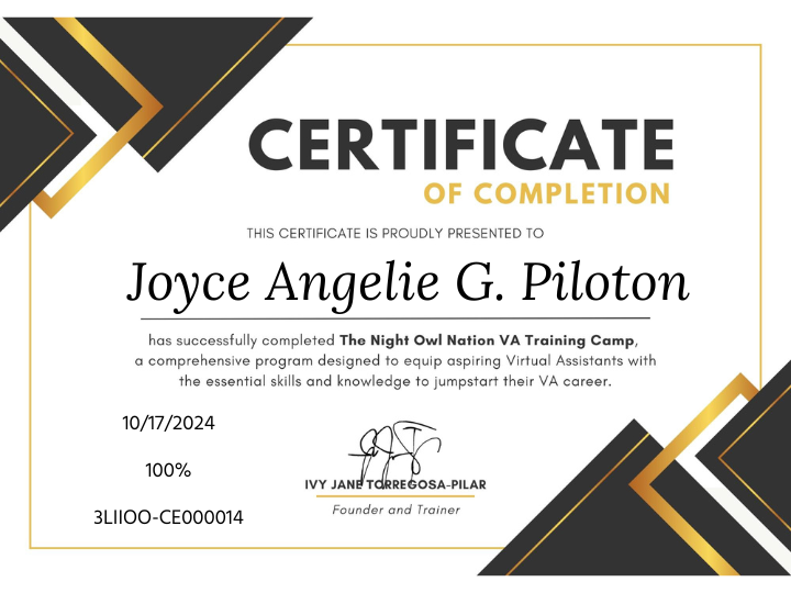 Certificate of Completion