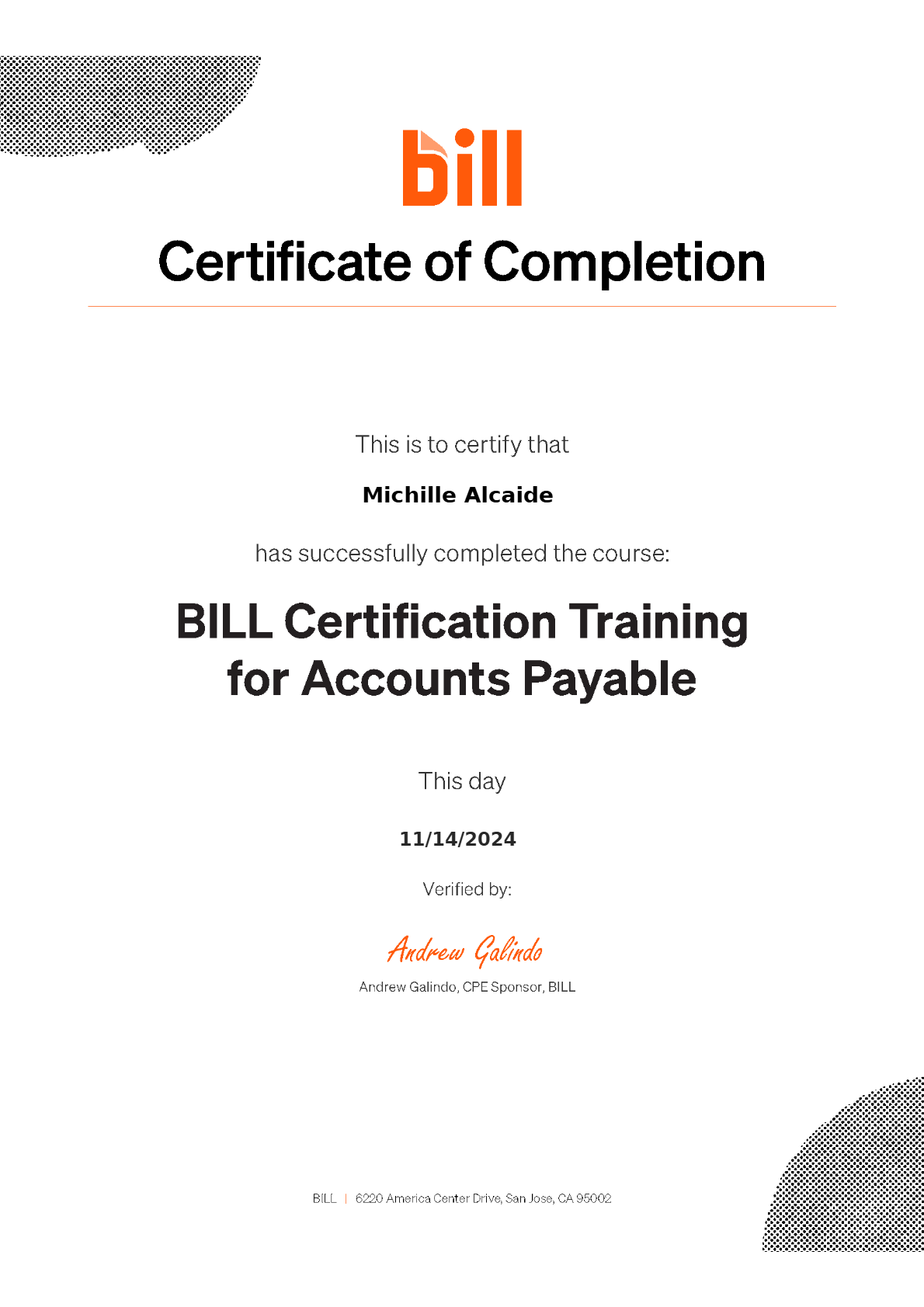 Bill Certification Training for Accounts Payable