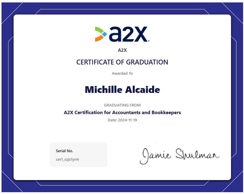 A2X Certification for Accountant and Bookkeepers