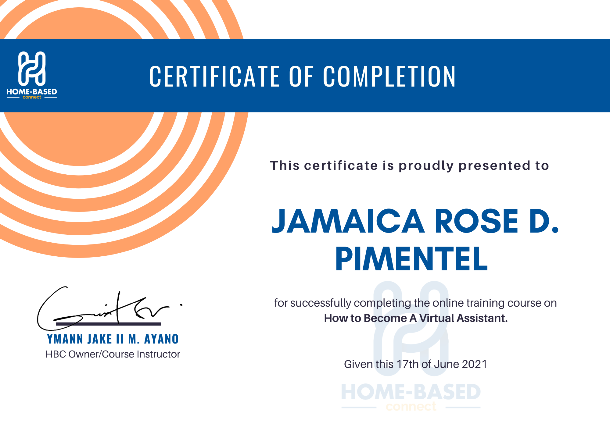 Certificate of Completion