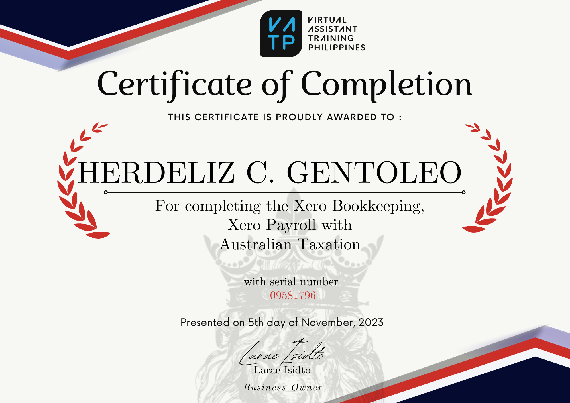 Certificate of Completion