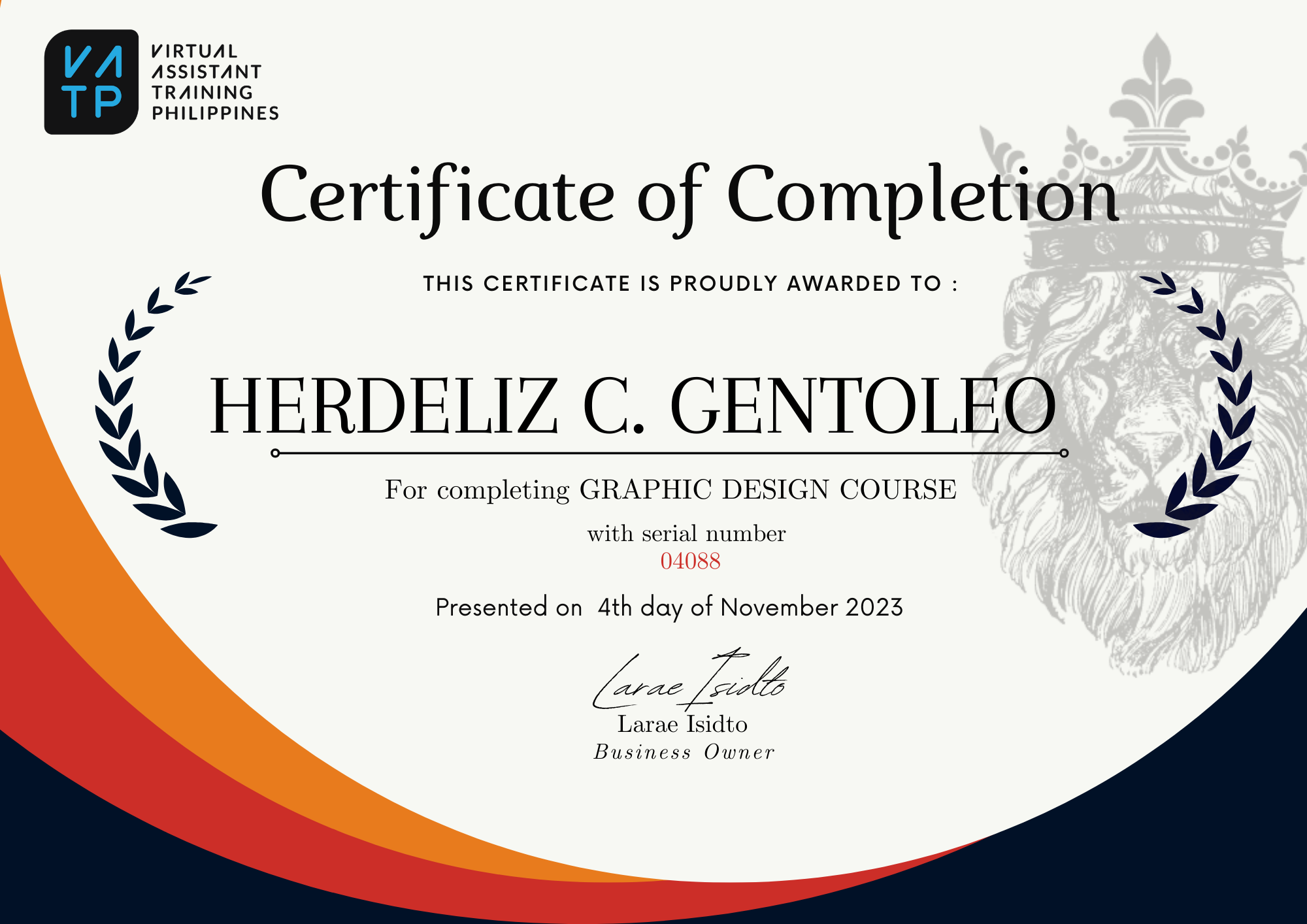 Certificate of Completion