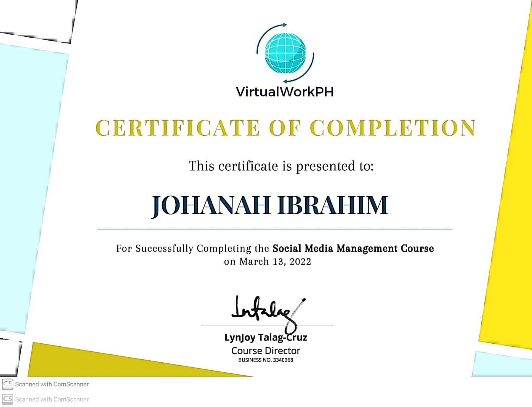 Certificate of Completion