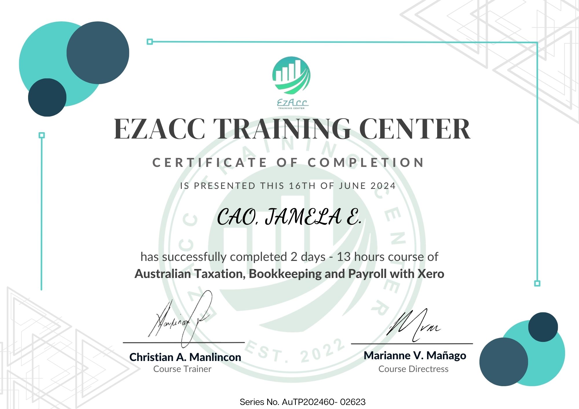 AU Bookkeeping Certificate