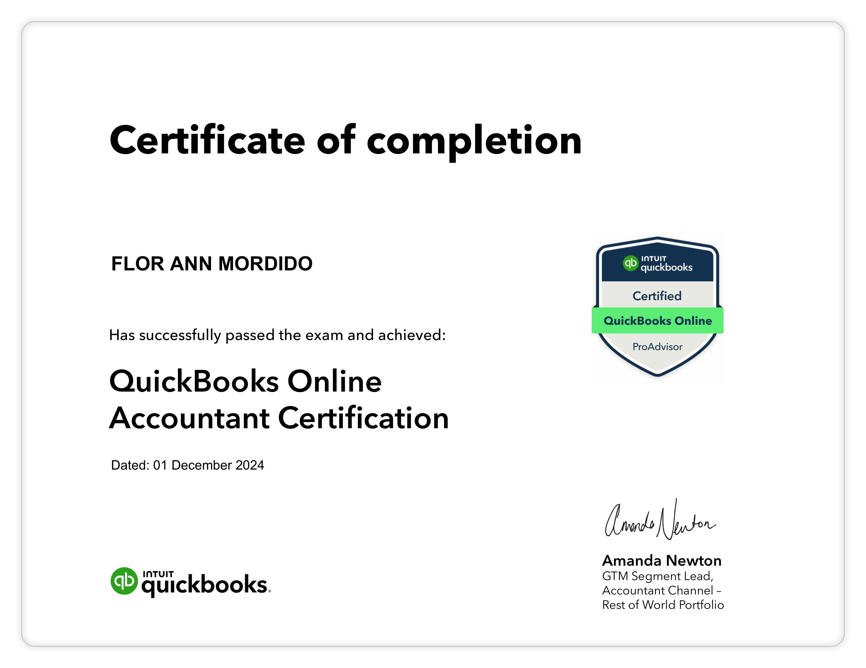 QuickBooks Certified ProAdvisor