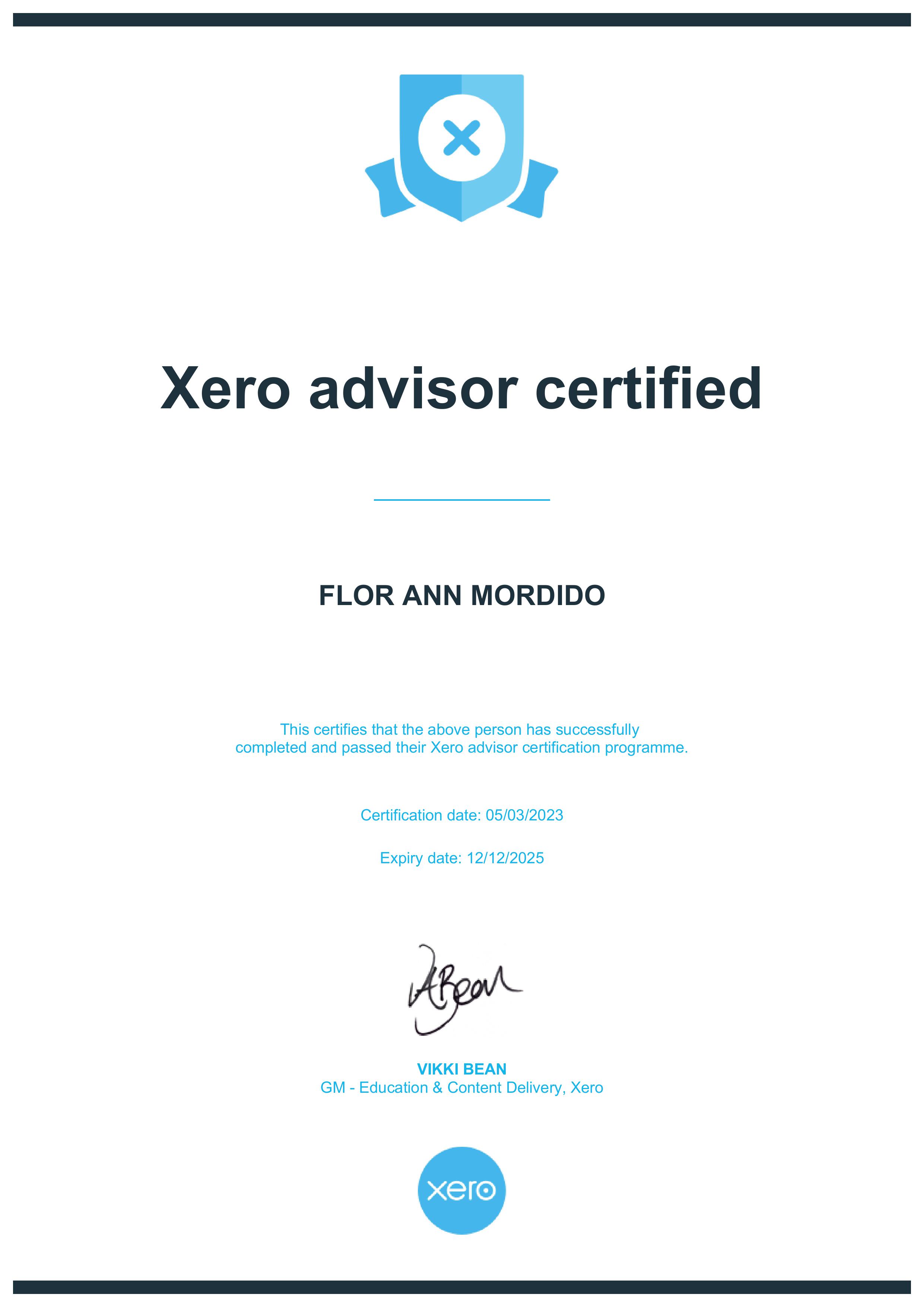 Xero Advisor Certified