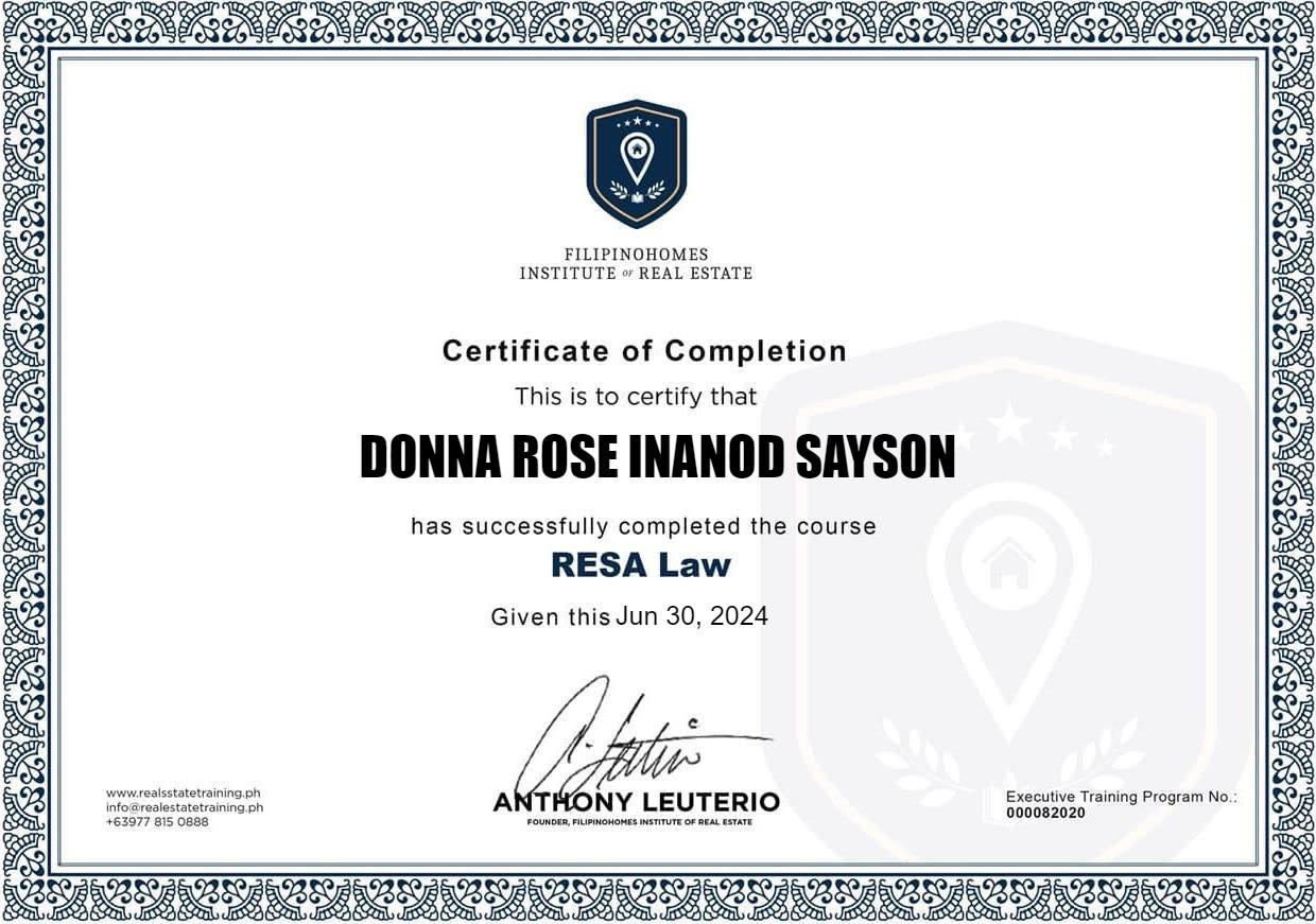 Real Estate Service Act (RESA) Law Training