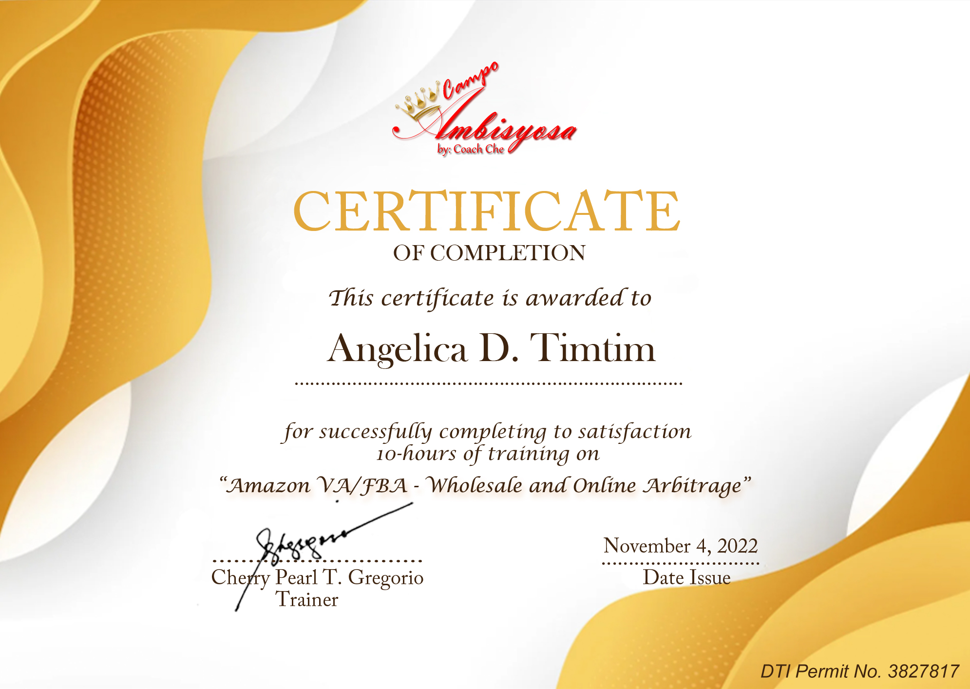 Amazon VA/FBA -  Wholesale and Online Arbitarge Certificate