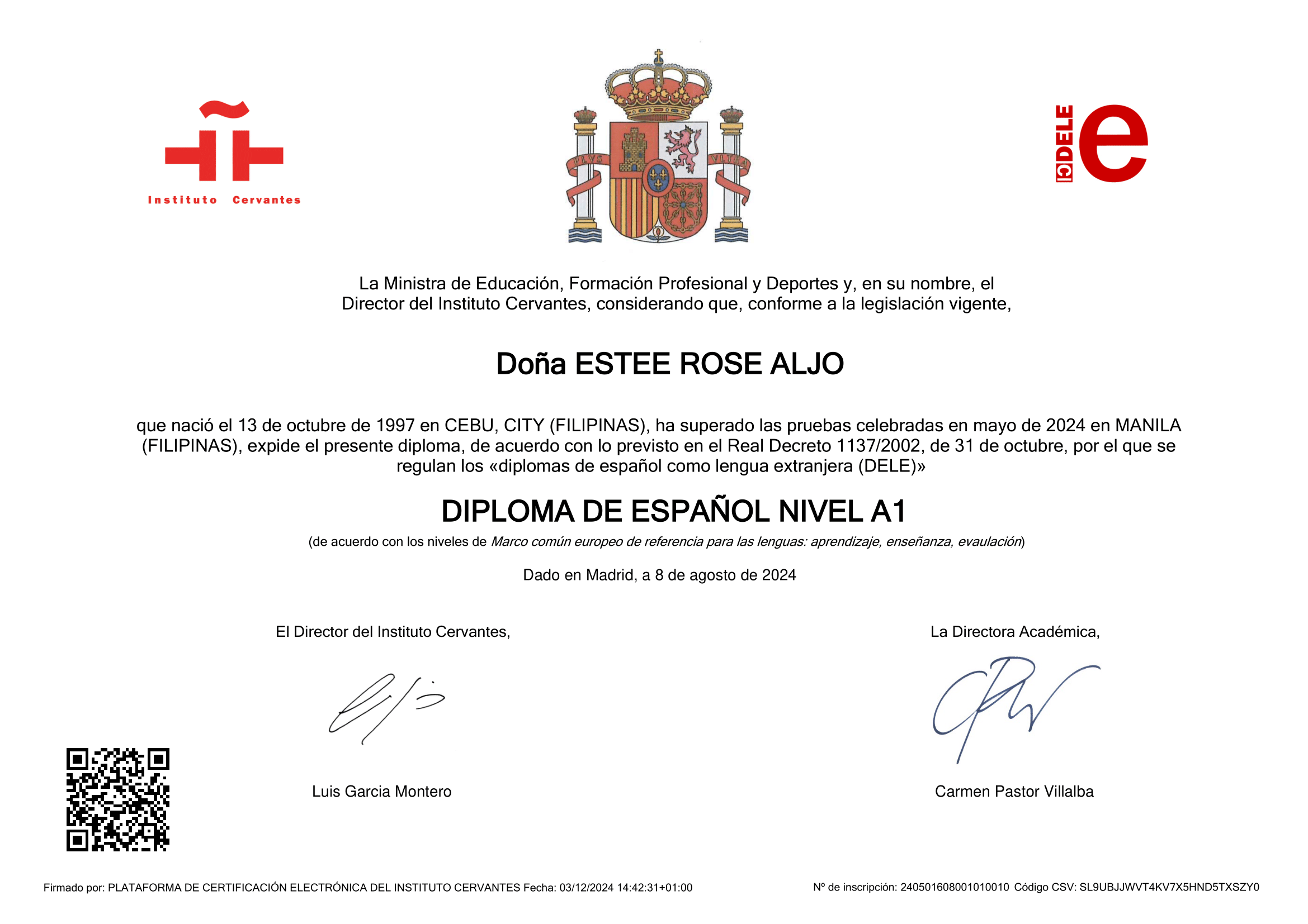 Language Certificate_A1 Spanish Language