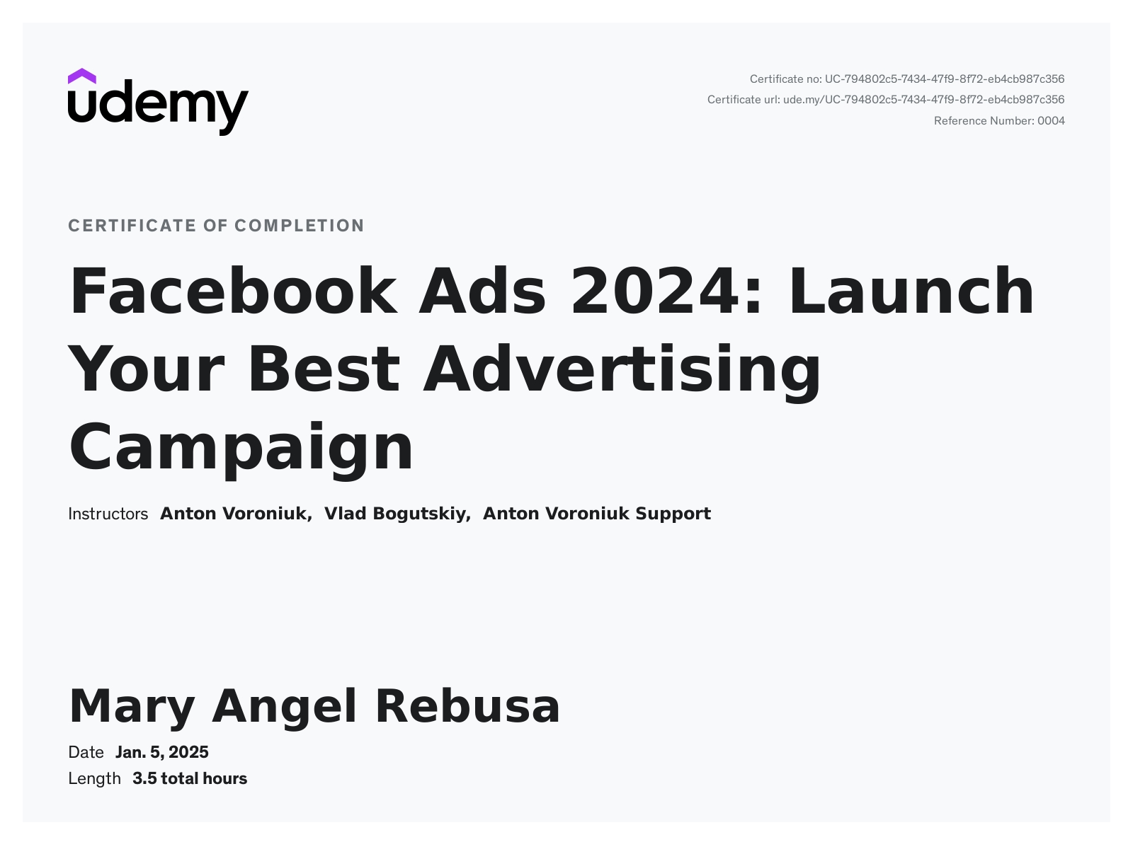 Facebook Ads Campaign-Udemy