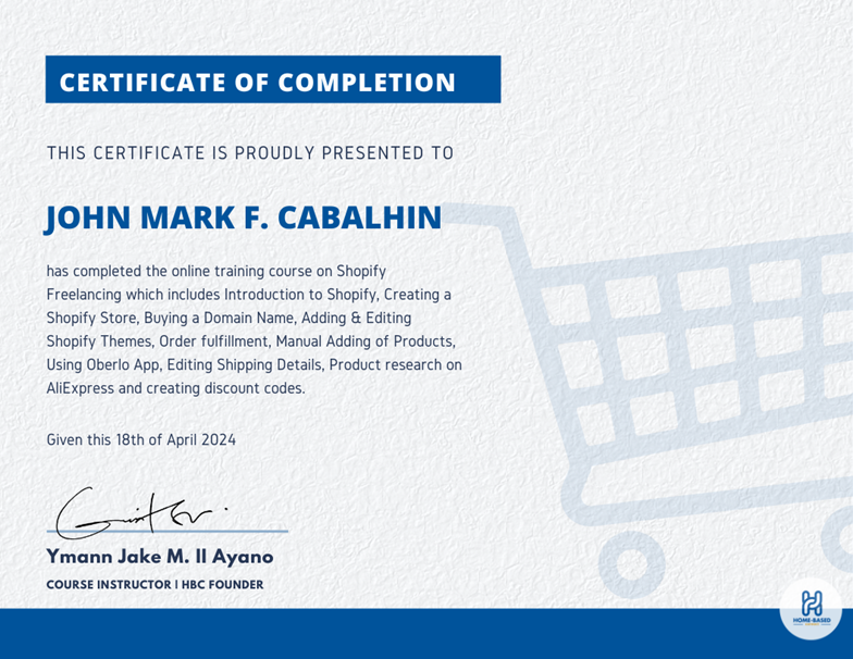 Certificate of Completion