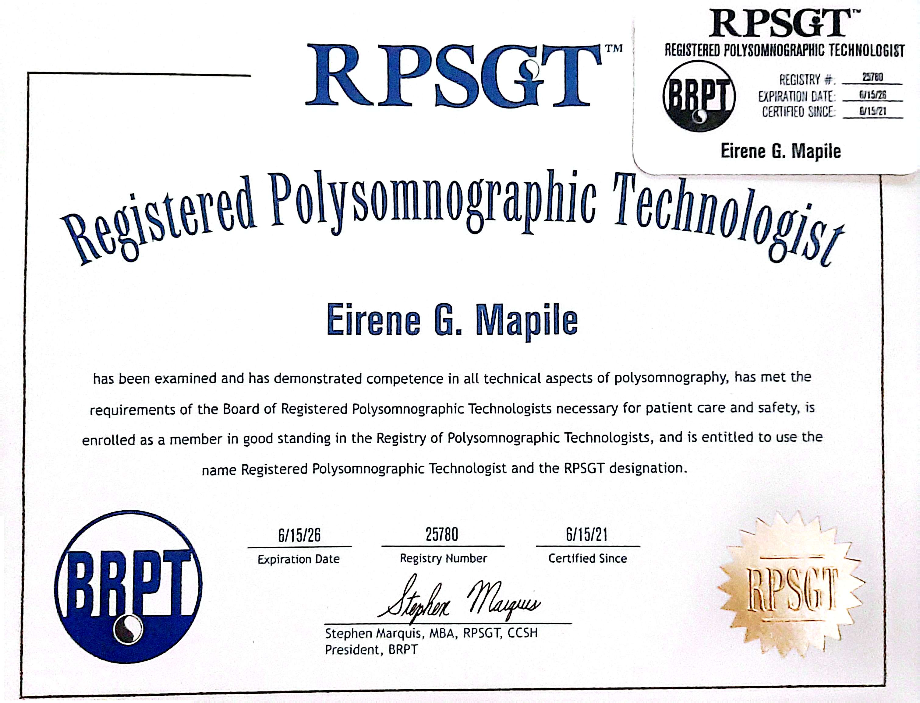 US Board Certification in Polysomnography