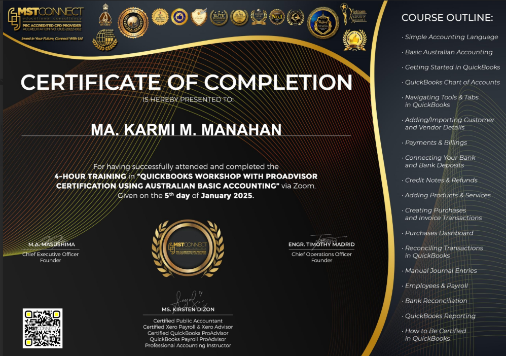 Quickbooks Workshop with ProAdvisor Certification