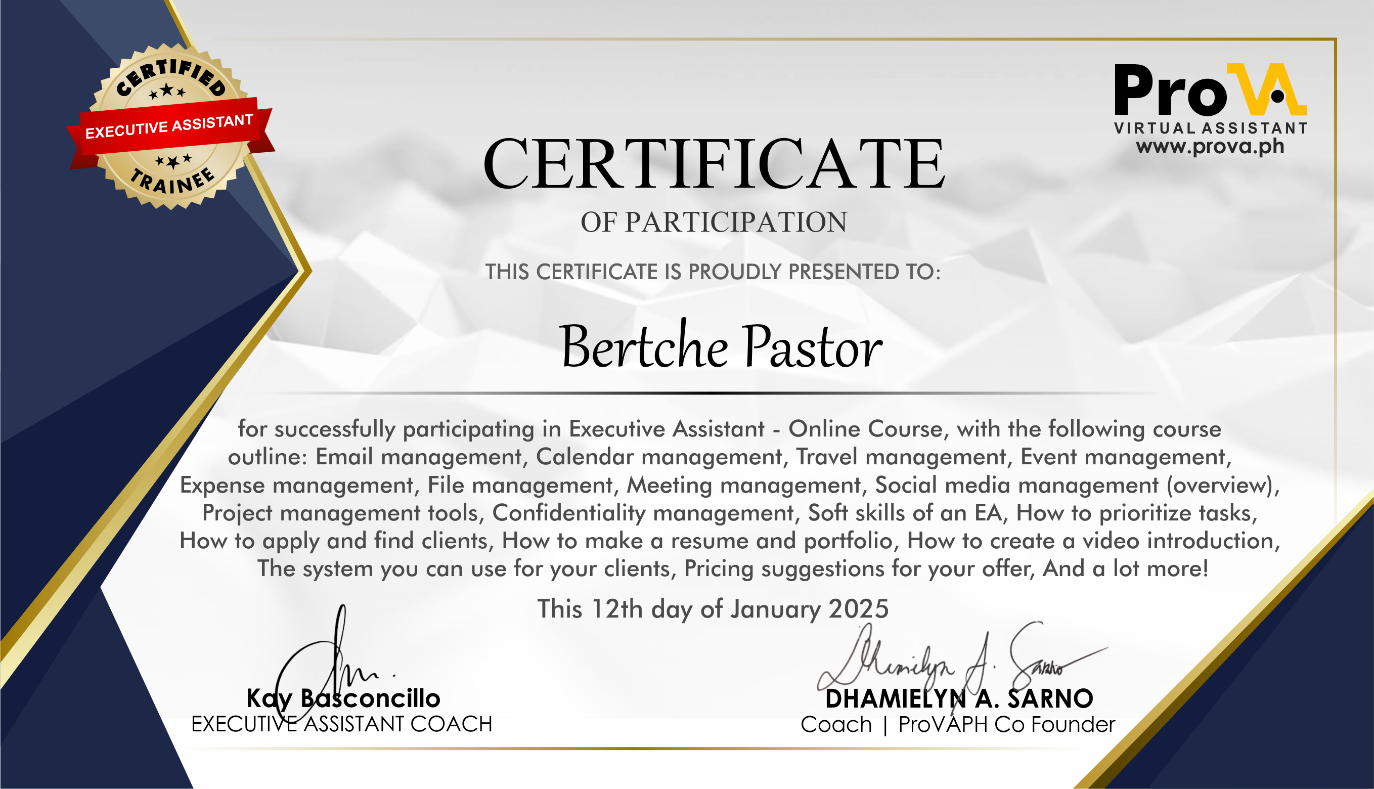 Executive Assistance Course