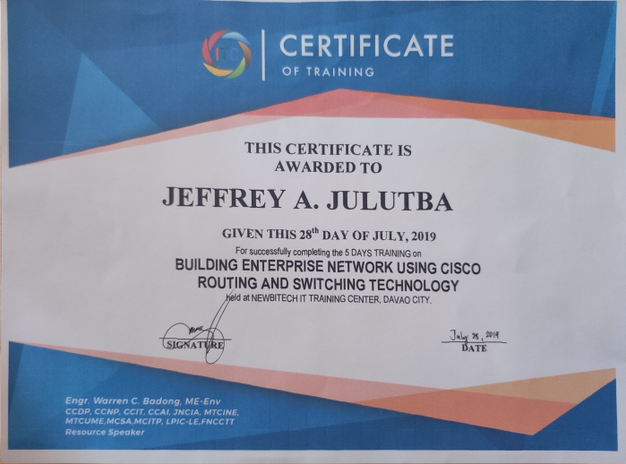 Certificate of Training