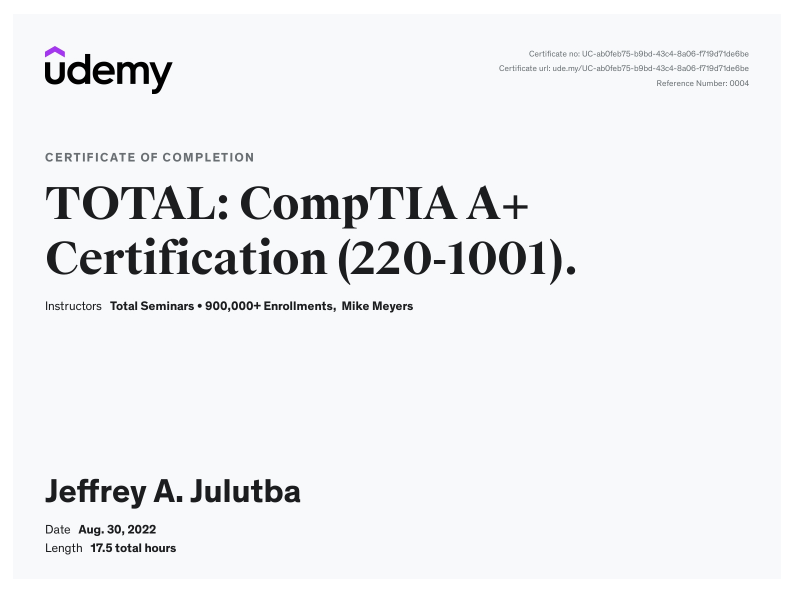 Certificate of Completion