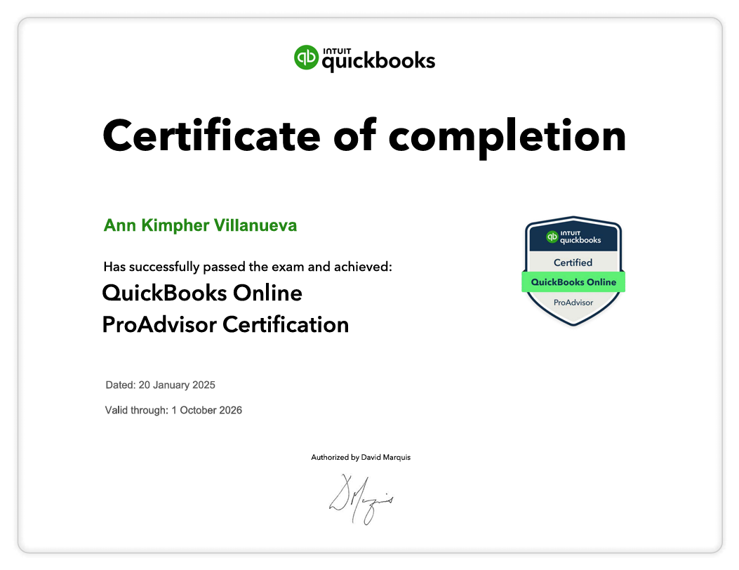 QuickBooks ProAdvisor Certification