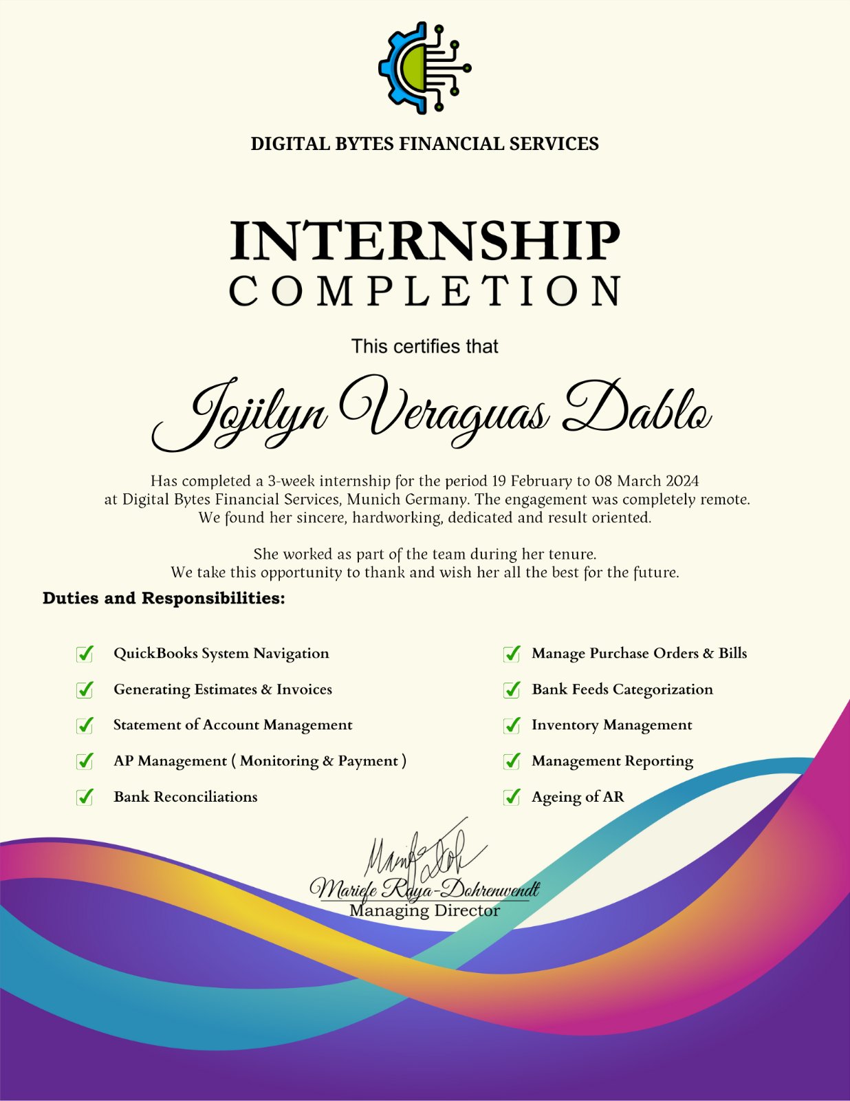 Internship Completion