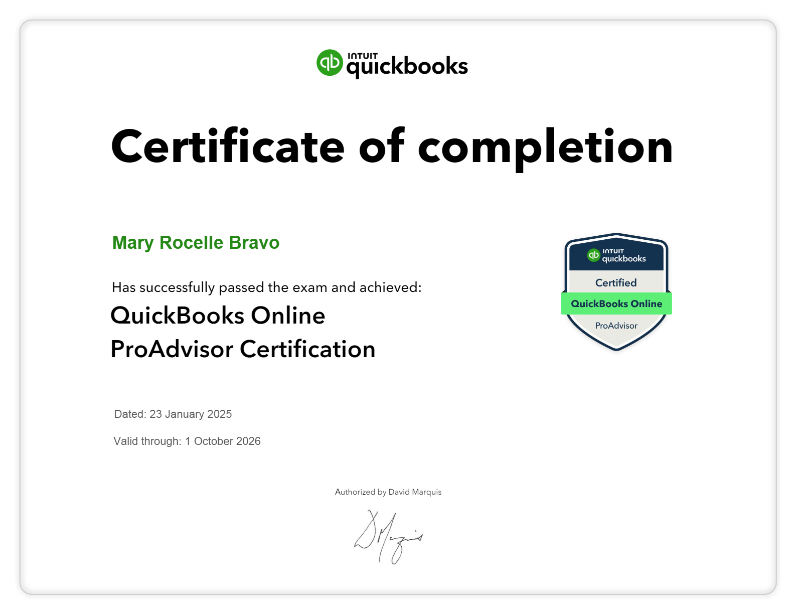QBO PROADVISOR CERT