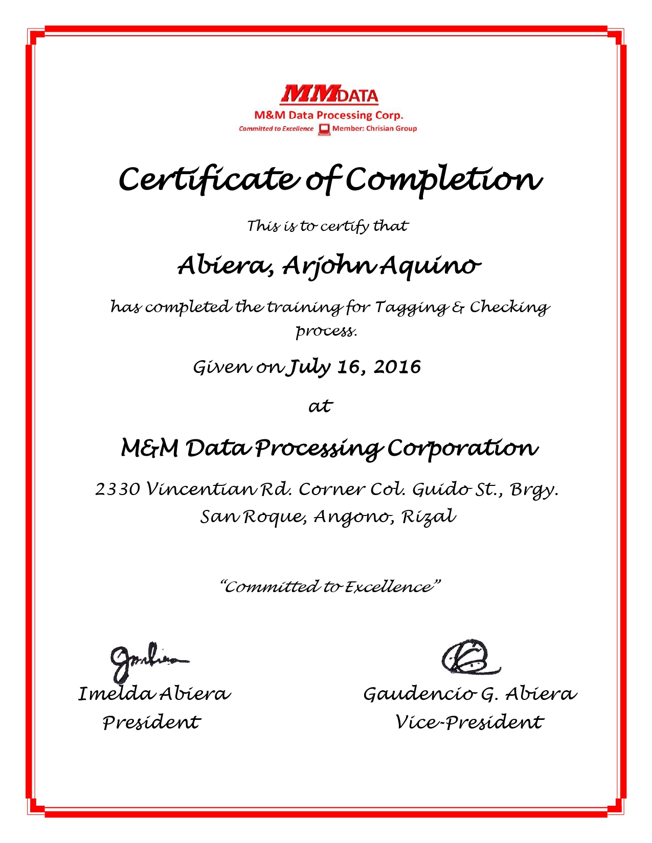 Tagging & Checking Process