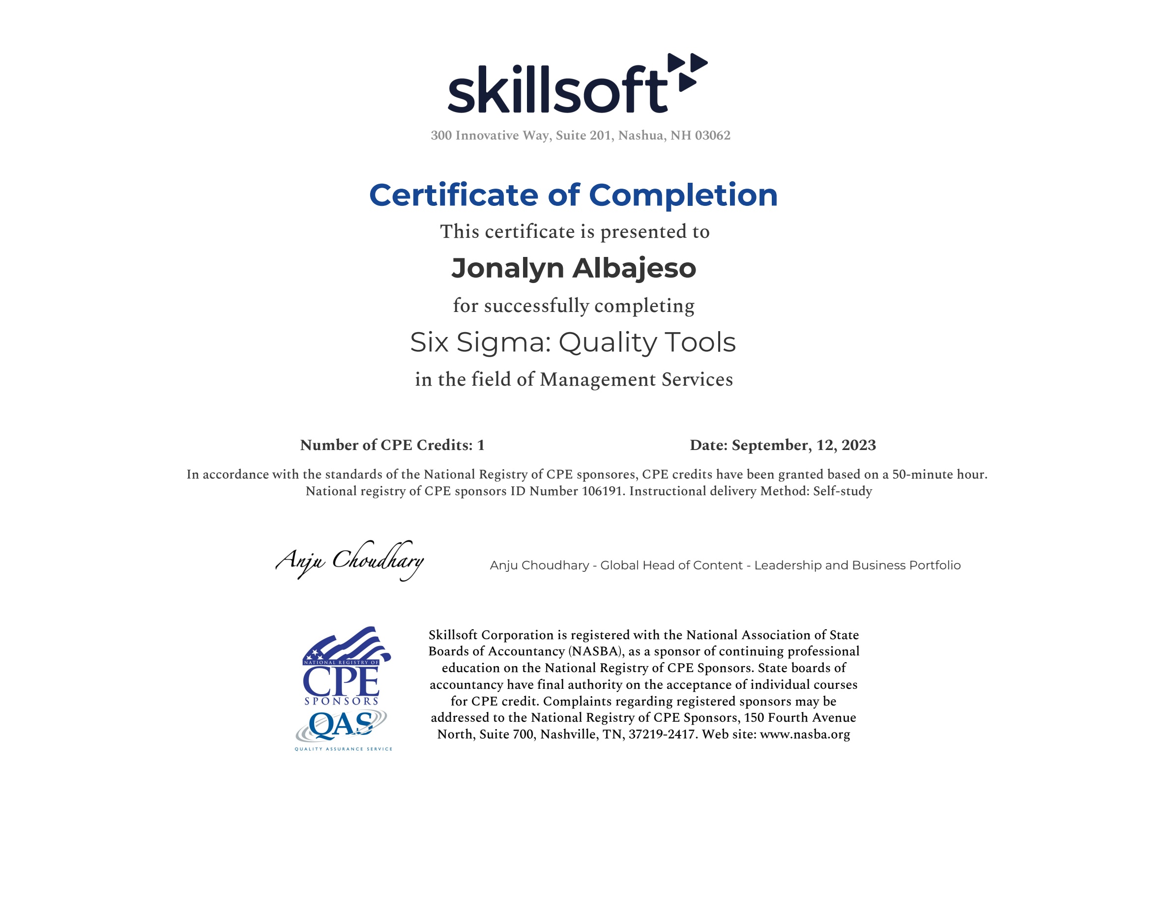 Six Sigma: Quality Tools