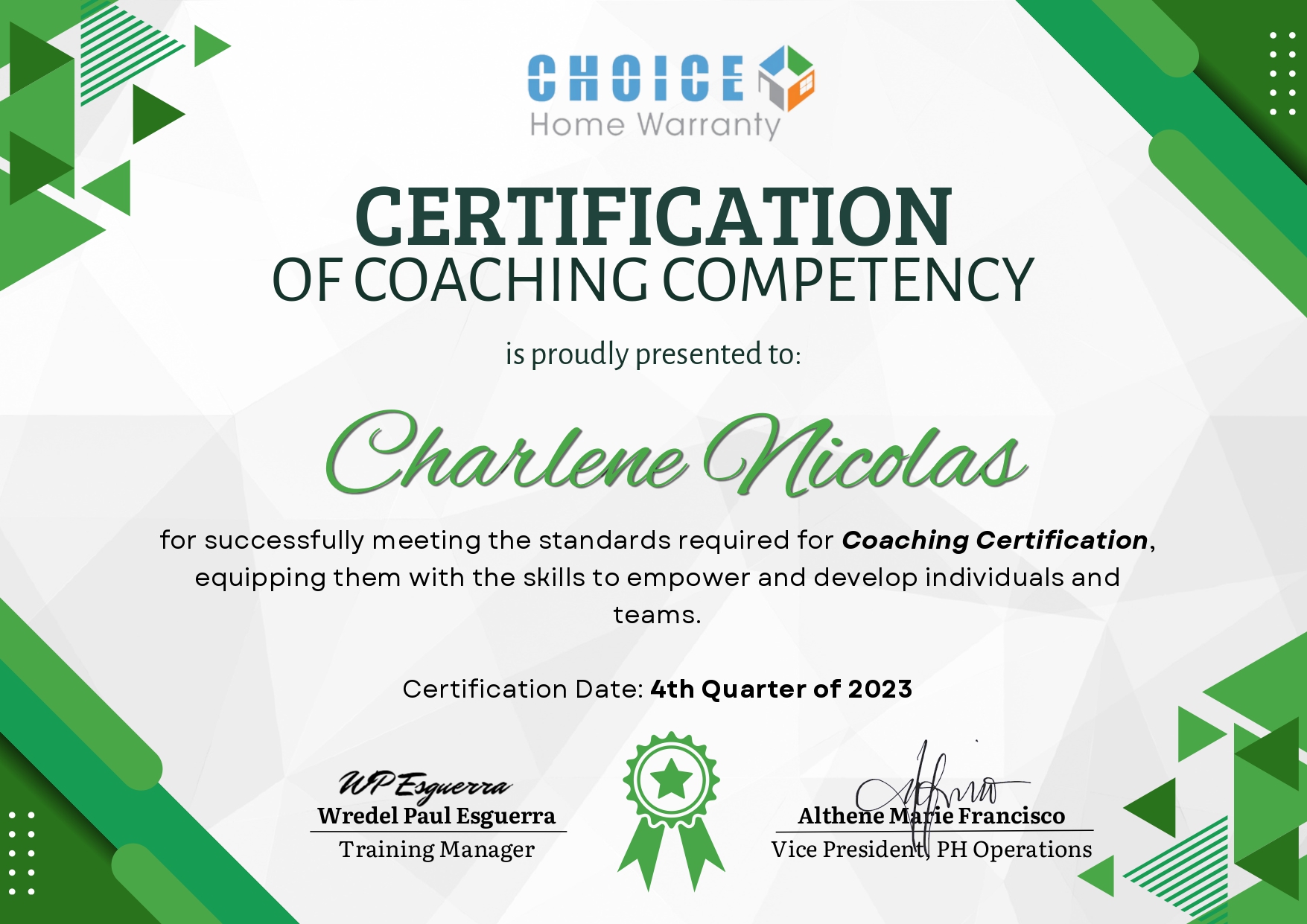 Coaching Certification Certificate 2023