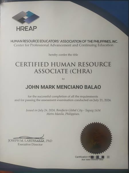 Certified Human Resource Assosciate