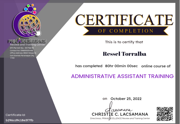 ADMNISTRATIVE ASSITANT TRAINING