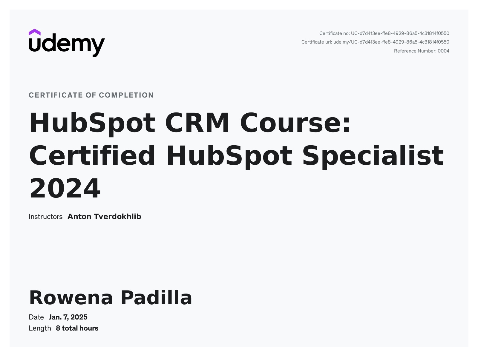Hubspot Certificate