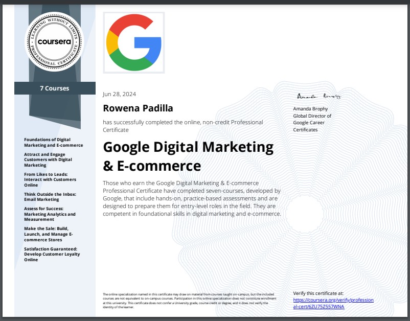 Google Digital Marketing & E-commerce Specialization