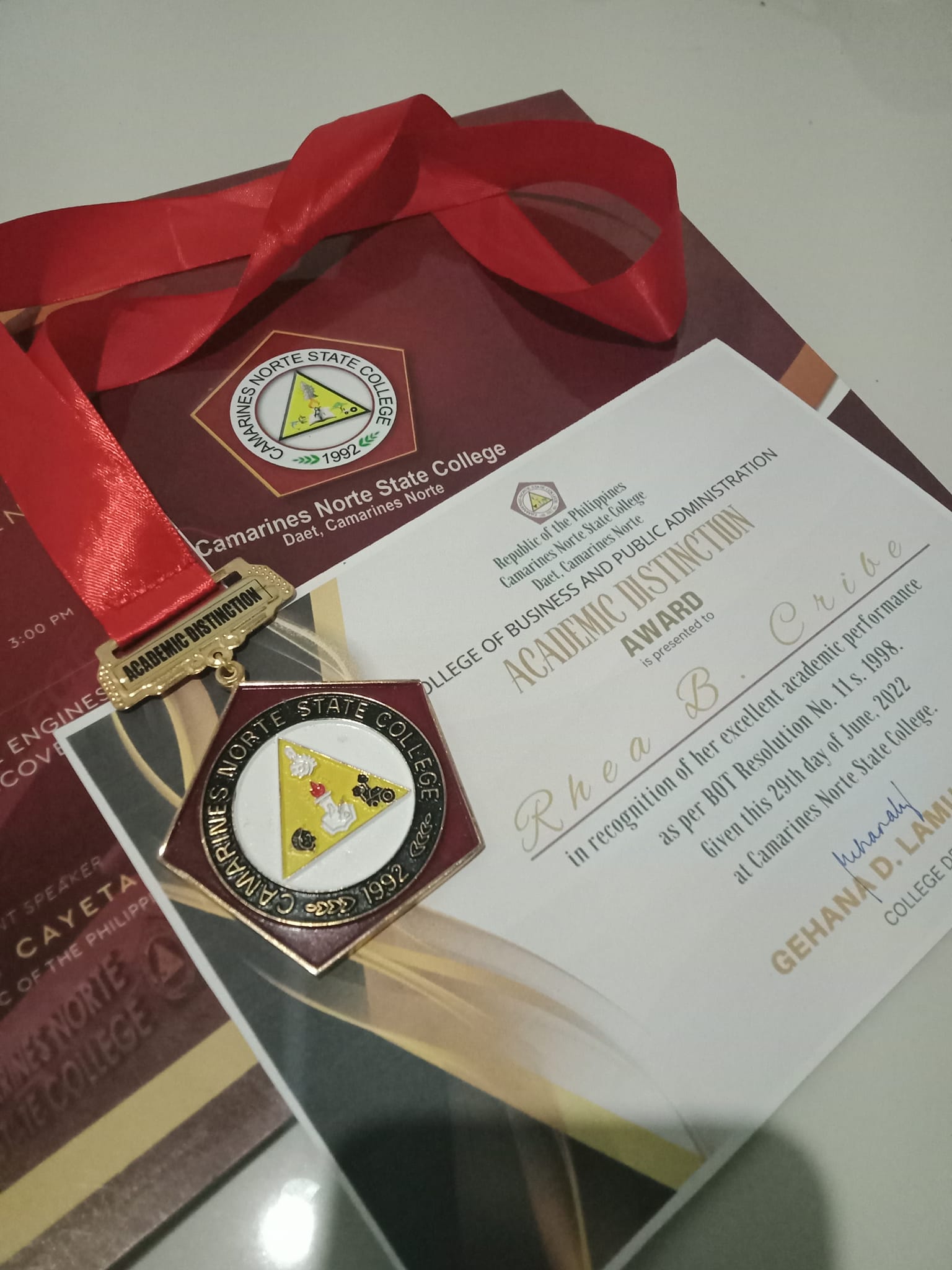 Academic Distinction Award