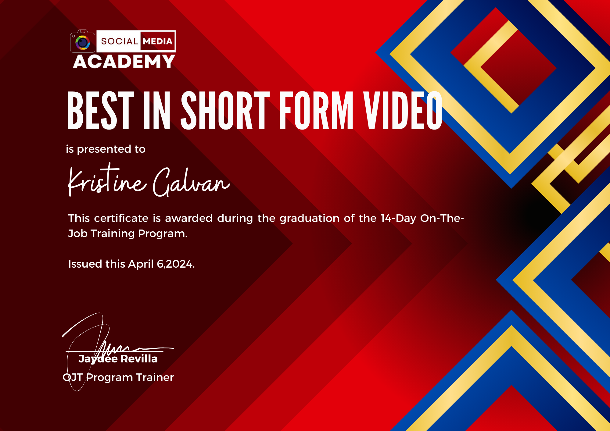 BEST IN SHORT FORM VIDEO