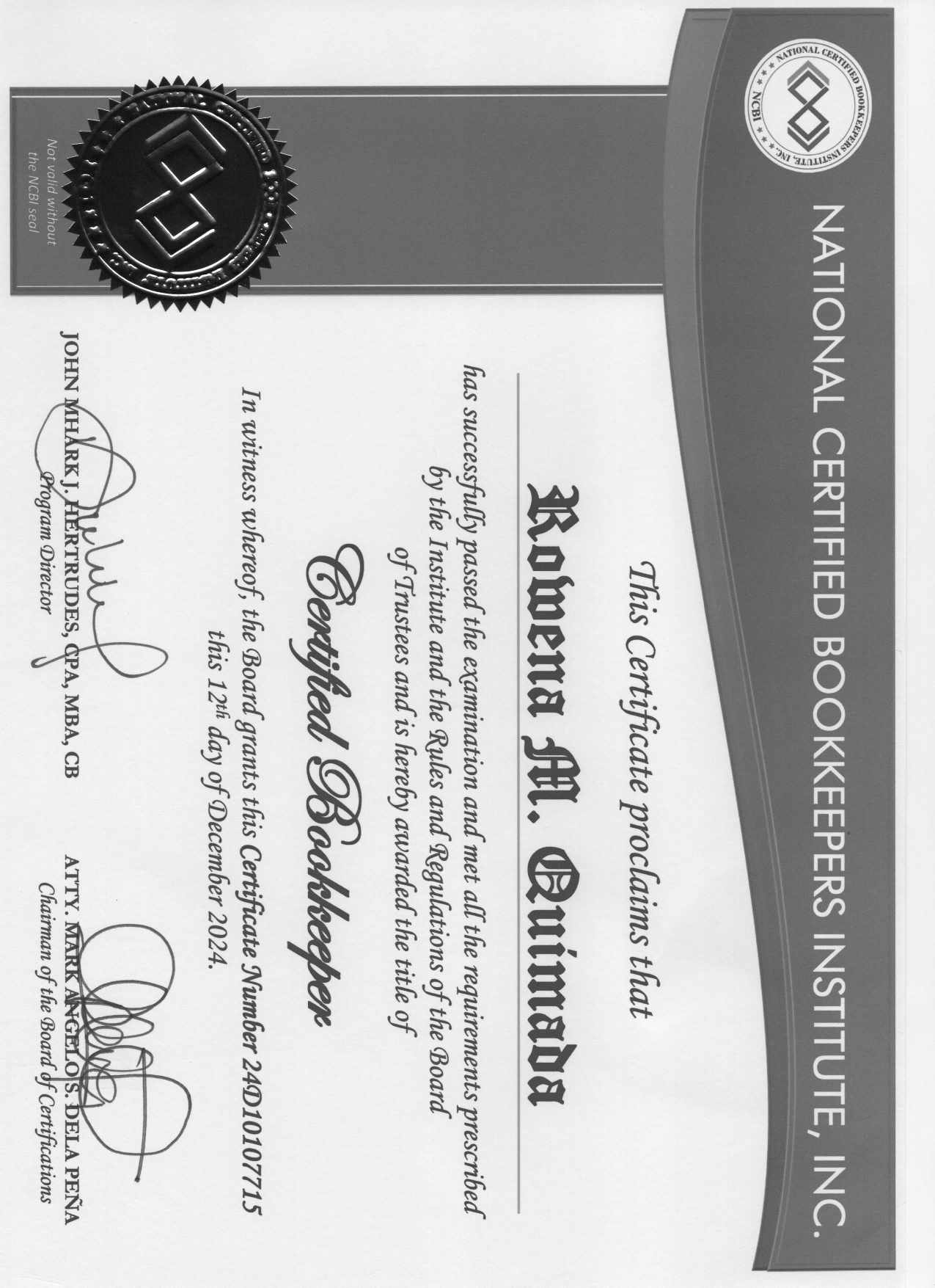 Certified Bookkeeper