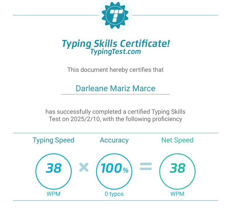 Typing Skills Certificate
