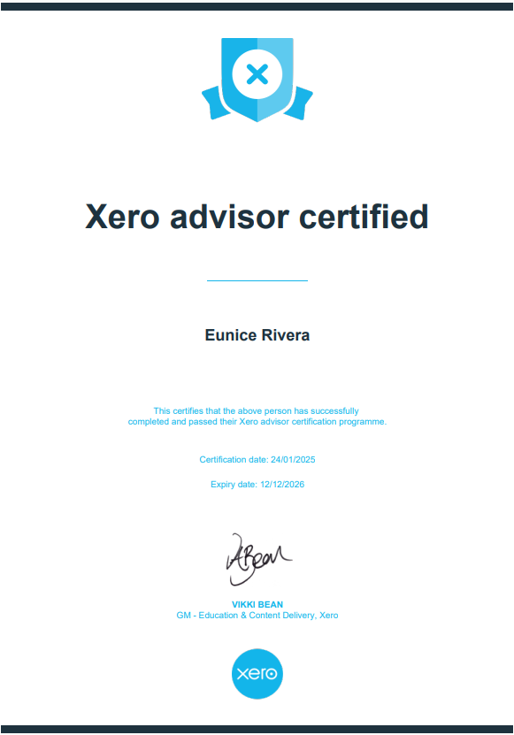 Xero Certificate